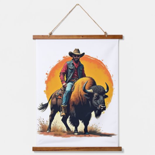 buffalo cowboy gift hangend wandkleed (Voorkant)