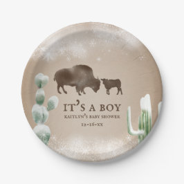 Buffalo Desert Sneeuwcactus Winter Baby shower Papieren Bordje