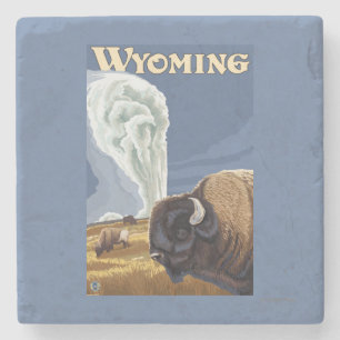 Buffalo door het oude trouwe Poster van de Vintage Stenen Onderzetter