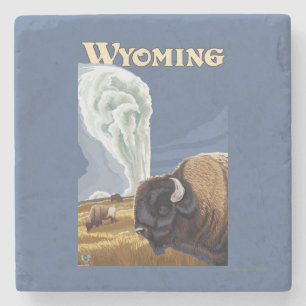 Buffalo door het oude trouwe Poster van de Vintage Stenen Onderzetter