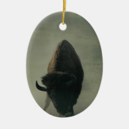 Buffalo "eet mijn stof op" keramisch ornament