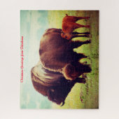 Buffalo en Calf Oklahoma. Kerstgroeten Legpuzzel (Verticaal)