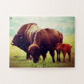 Buffalo en kalveren legpuzzel (Horizontaal)