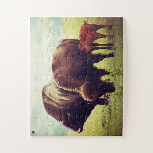 Buffalo en kalveren legpuzzel (Verticaal)