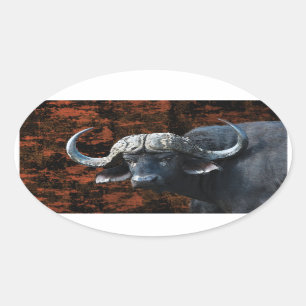 Buffalo-fantasiekunst Ovale Sticker