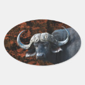 Buffalo fantasy kunst ovale sticker (Voorkant)