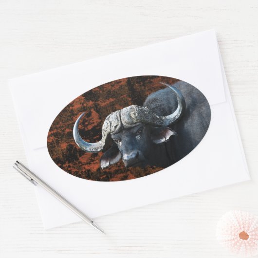 Buffalo fantasy kunst ovale sticker (Envelop)