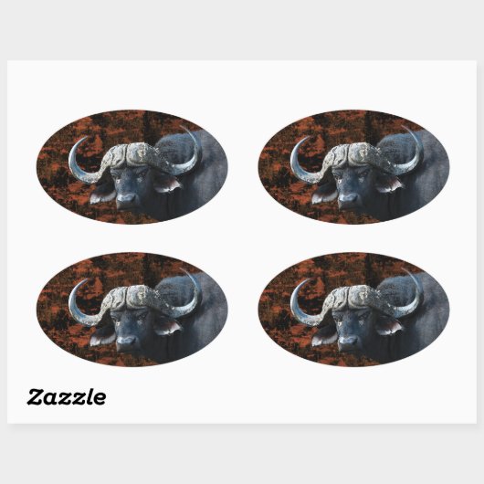 Buffalo fantasy kunst ovale sticker (Vel)
