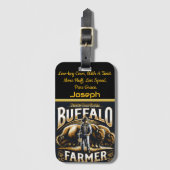 Buffalo Farmer is trots op zijn majestueuze bizon Bagagelabel (Voorkant (verticaal))
