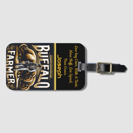 Buffalo Farmer is trots op zijn majestueuze bizon Bagagelabel (Voorkant (horizontaal))