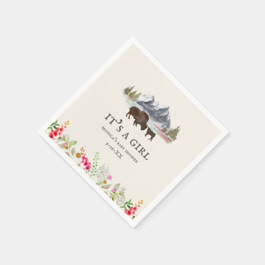Buffalo Floral Mountains Girl Baby shower Servet (Hoek)