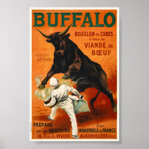 Buffalo Frankrijk Oud Poster 1900