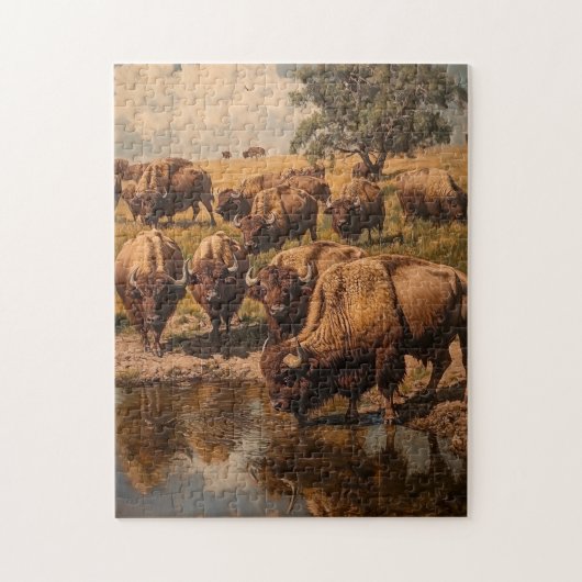 Buffalo Gathering: een rustige puzzel (Verticaal)