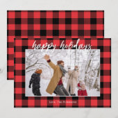 Buffalo Gecontroleerde Flannel Red Black Foto fijn Feestdagenkaart (Voorkant / Achterkant)