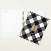 Buffalo Geplakt monogram Naam zwart wit Planner (Display)