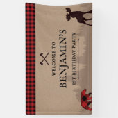 Buffalo geplakt op bumberjack Birthday Welkomsttek Spandoek (Verticaal)