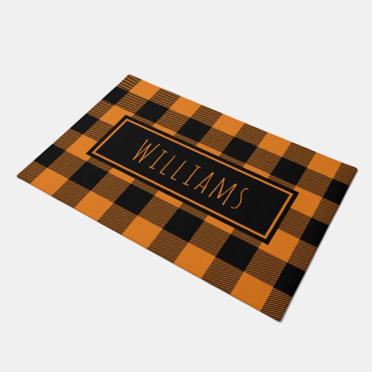 Buffalo Geplakt Sinaasappel en zwarte aangepaste n Deurmat (Schuin)