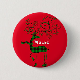 Buffalo geplaveide kerstman Thunder_Cove Ronde Button 5,7 Cm