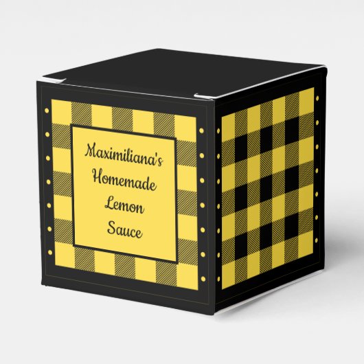 Buffalo geruit - Geel en Zwart - Klassiek Bedankdoosjes (Voorkant Zijde)