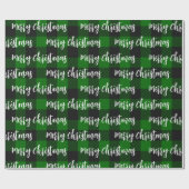 Buffalo geruit groene Kersttekst Cadeaupapier (Vlak)