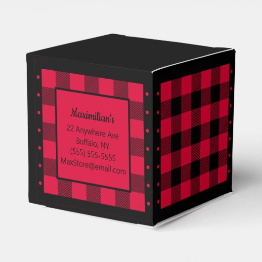 Buffalo geruit - Rood en Zwart - Houthakkershart Bedankdoosjes (Achterkant)