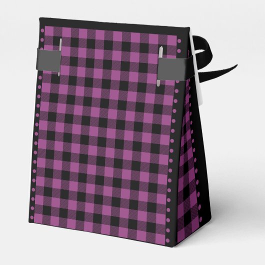 Buffalo geruit -Zwart en Paars - 3x1.5x3.25 Tent  Bedankdoosjes (Achterkant)