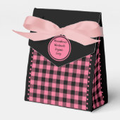 Buffalo geruit - Zwart en Roze - 3x1.5x3.25 Tent Bedankdoosjes (Voorkant Zijde)