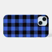 Buffalo geruite blauwe en zwarte houthakkersruit d iPhone 15 case (Achterkant horizontaal)