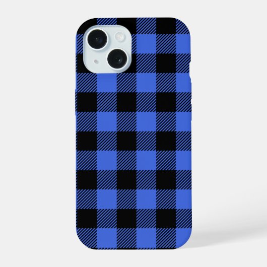 Buffalo geruite blauwe en zwarte houthakkersruit d iPhone 15 case (Achterkant)