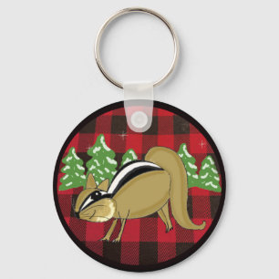 Buffalo geruite boschipmunk kerst sleutelhanger