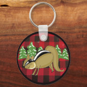 Buffalo geruite boschipmunk kerst sleutelhanger (Voorkant)