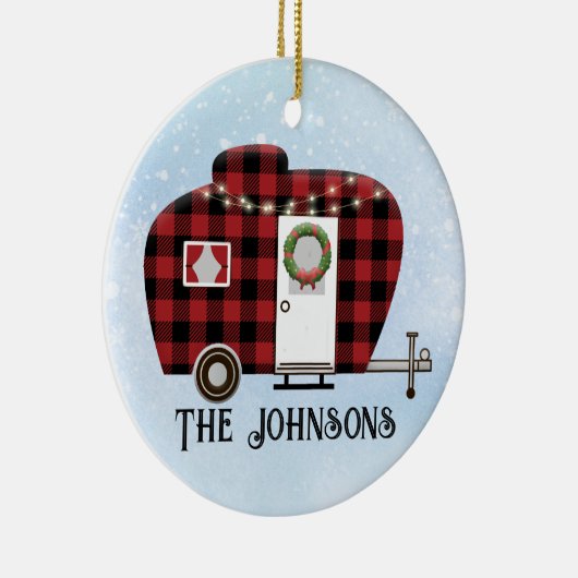 Buffalo geruite Camper Kerst Ornament (Rechts)