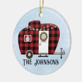 Buffalo geruite Camper Kerst Ornament (Links)