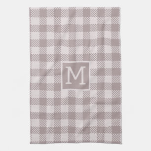 Buffalo geruite geruite beige monogram theedoek