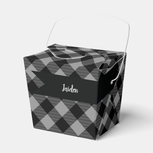 Buffalo geruite grijze zwarte geschenkdozen bedankdoosjes (Voorkant Zijde)