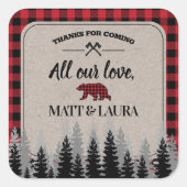 Buffalo geruite houtvester bedankt vierkante sticker (Voorkant)