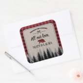 Buffalo geruite houtvester bedankt vierkante sticker (Envelop)