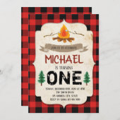 Buffalo geruite kampvuur feest uitnodiging (Voorkant / Achterkant)