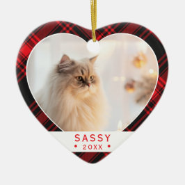 Buffalo geruite kattenliefhebber foto hart ornamen keramisch ornament