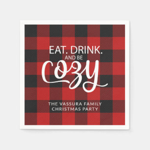 Buffalo geruite kerst- Eet Drink en Wees Cozy Servet