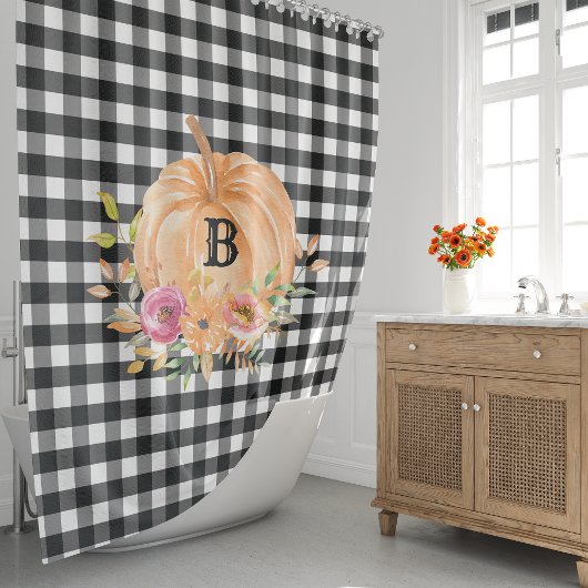 Buffalo geruite Monogram Pompoen Douchegordijn