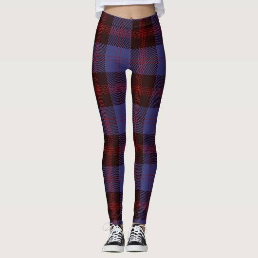 Buffalo geruite navyblauw rood leggings (Voorkant)