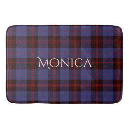 Buffalo geruite navyblauw rood monogram naam badmat