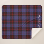 Buffalo geruite navyblauw rood monogram naam sherpa deken (Voorkant (horizontaal))