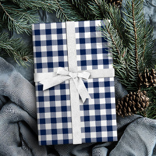 Buffalo geruite patroon marineblauw cadeaupapier