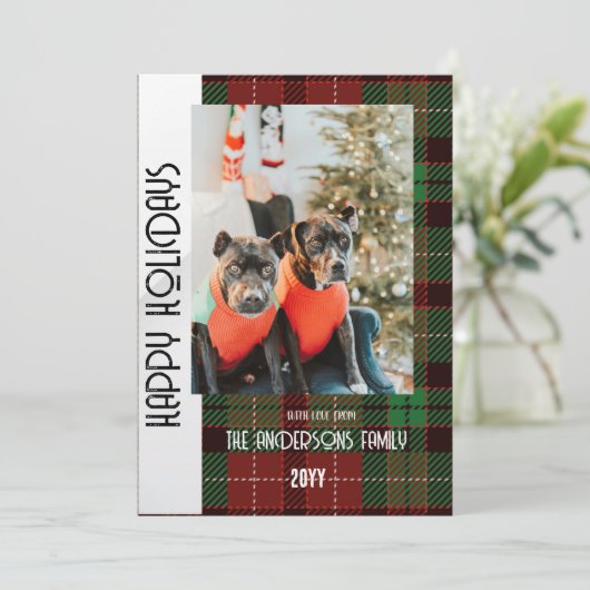 Buffalo geruite platte kerstkaart (Staand voorkant)