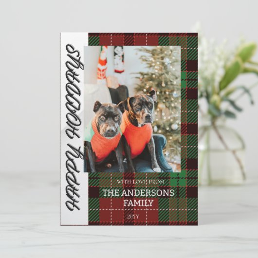 Buffalo geruite platte kerstkaart (Staand voorkant)