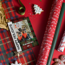 Buffalo geruite platte kerstkaart