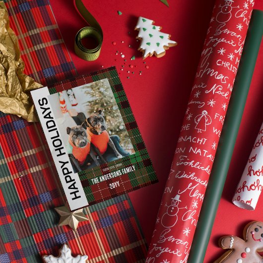 Buffalo geruite platte kerstkaart