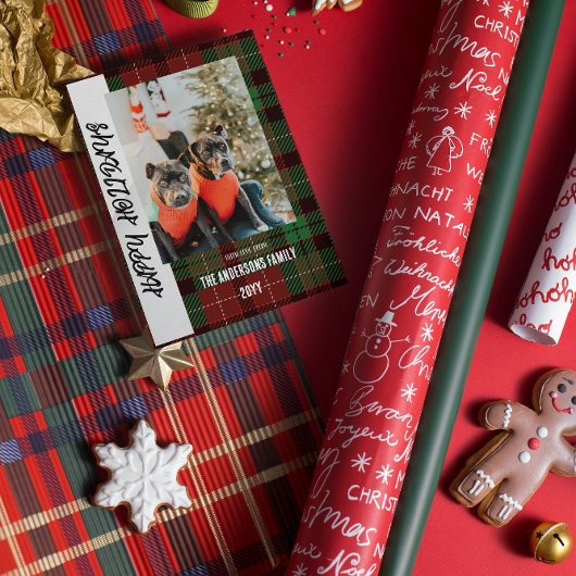 Buffalo geruite platte kerstkaart